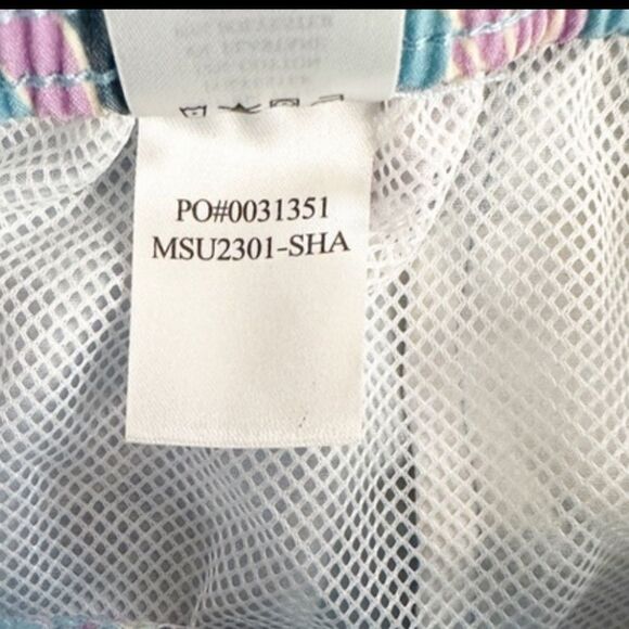 Faherty Mens Beacon Swim Trunks Blue Hawaiian Print Size Large - Picture 11 of 11